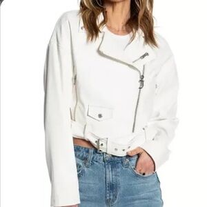 Juicy Couture Boxy Cropped Marshmallow (White) mohair Moto Jacket